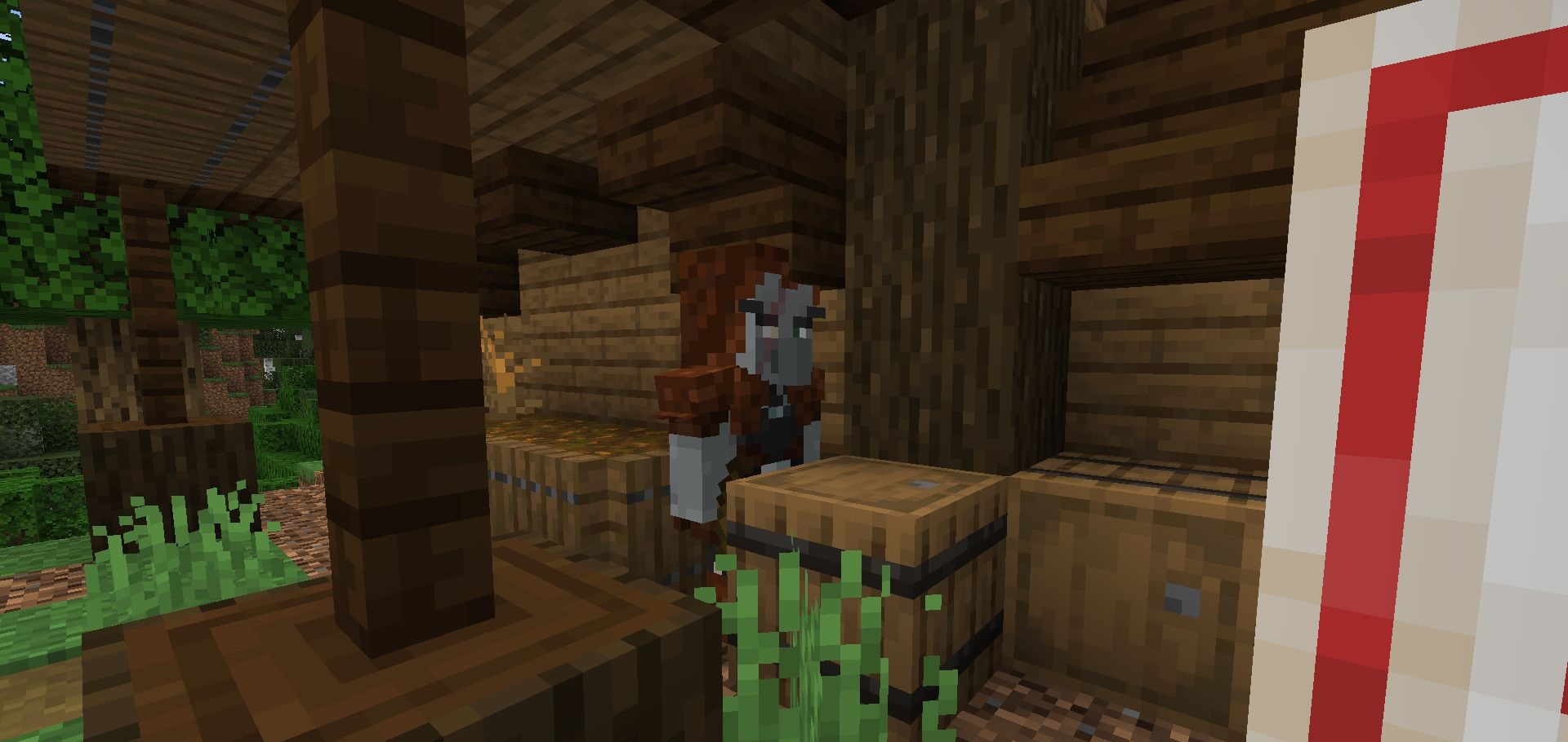 Охотник-разбойник атакует игрока в Minecraft: динамичный геймплей