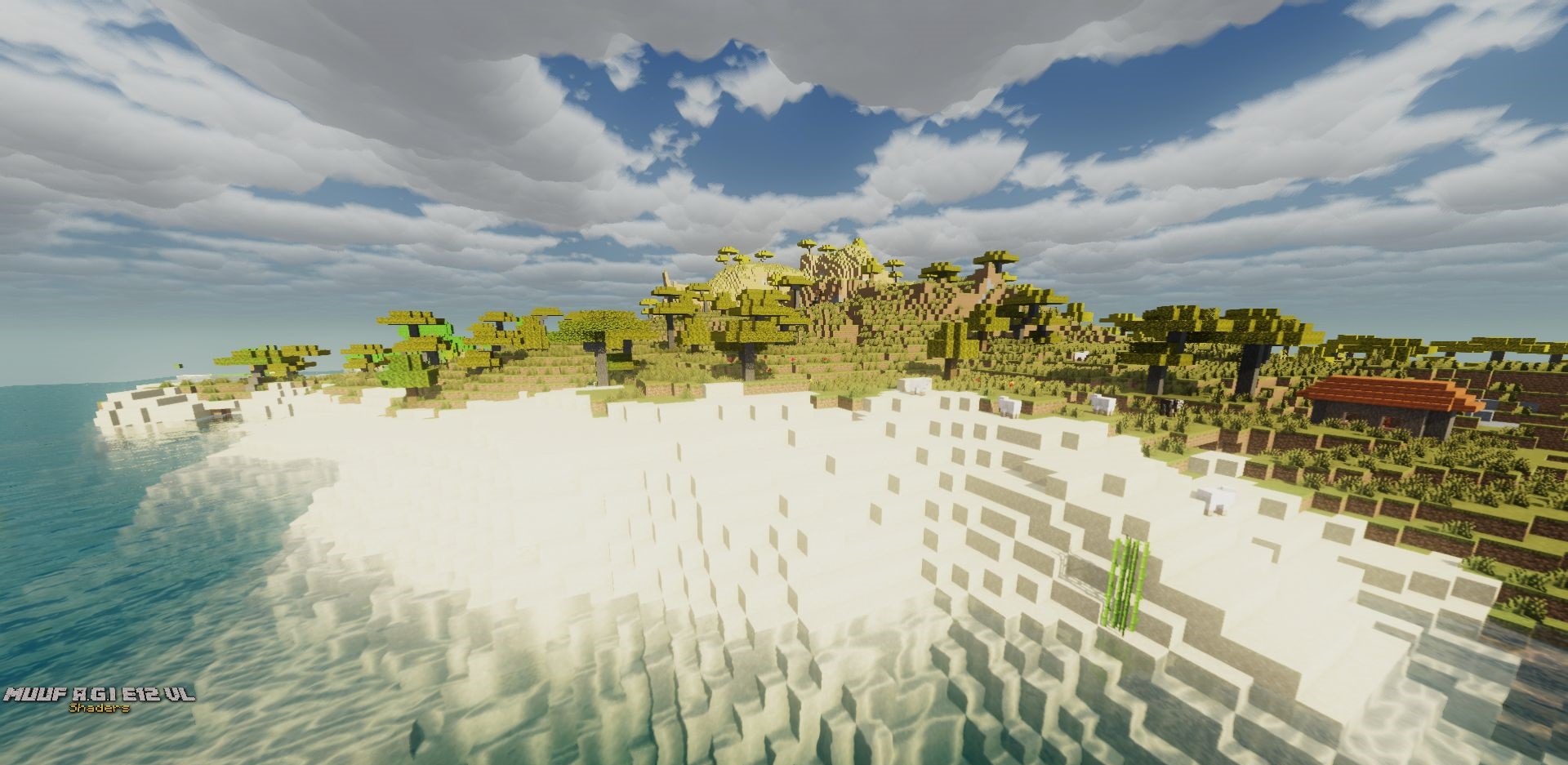 Реалистичная вода и отражения в Minecraft с шейдерами Muuf A.G.I