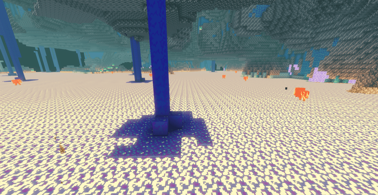Игрок исследует заснеженные пещеры в текстурах Ice Nether