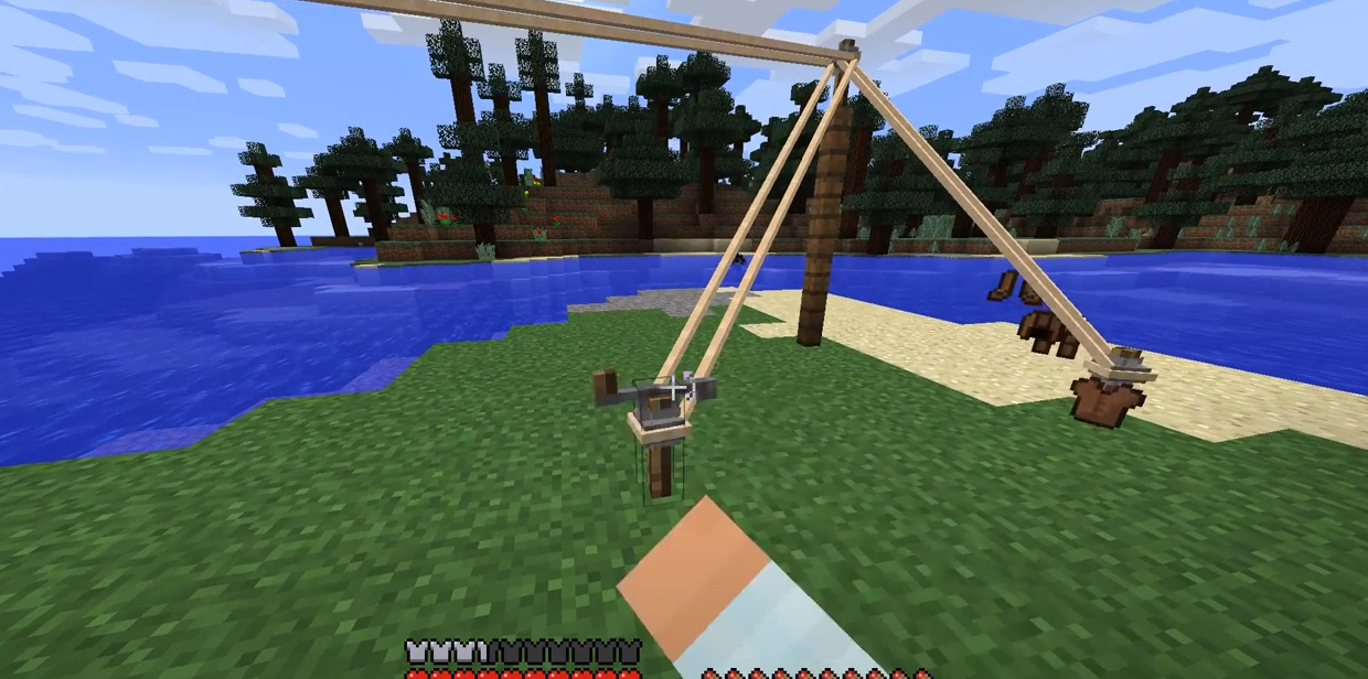 Пример постройки средневекового замка в Minecraft из камня и дерева