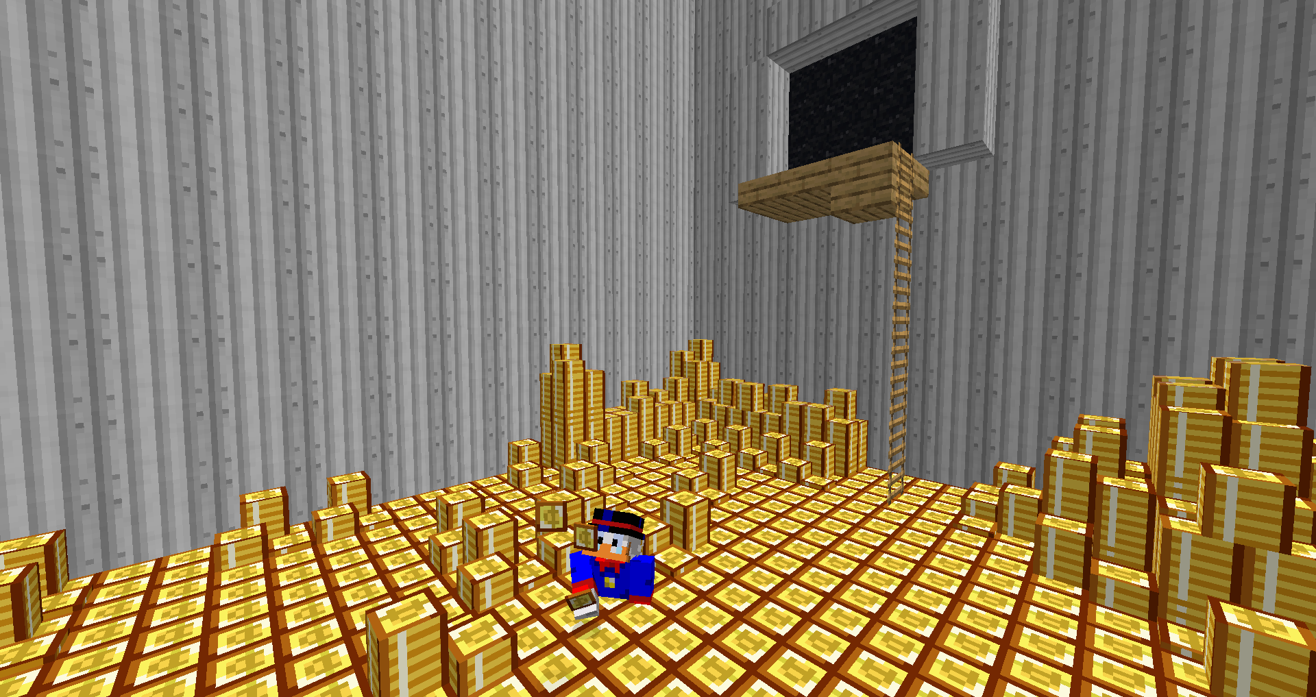 Красивое построенное королевство в Minecraft с замком и мостами