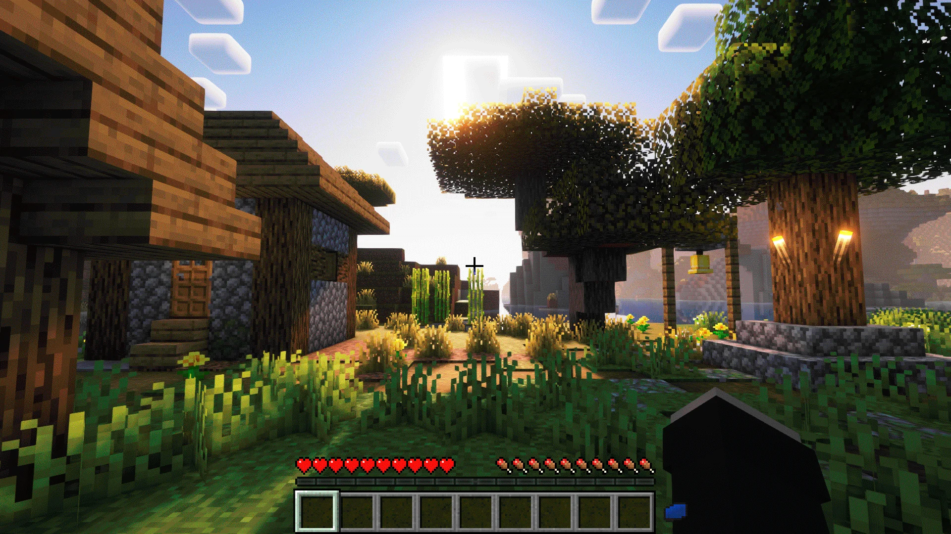 Анимация игрового процесса Minecraft с добычей ресурсов и строительством дома
