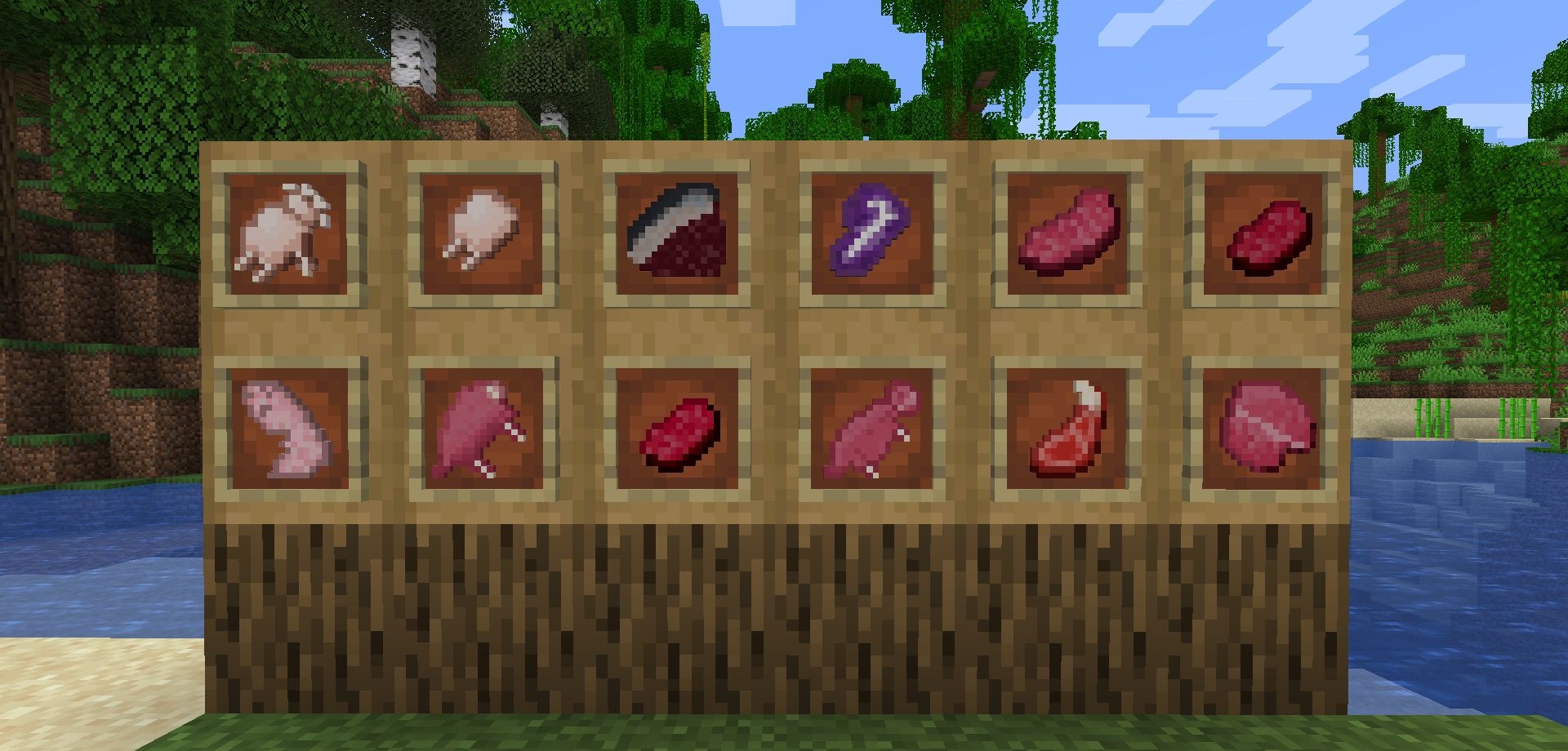 Интерьер кухни в Minecraft с модом Immersive Foods - кастрюли и ингредиенты