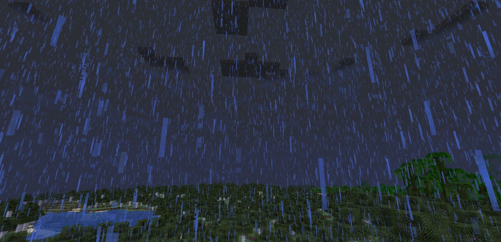 Пример реалистичной молнии в Minecraft с модом Immersive Thunder