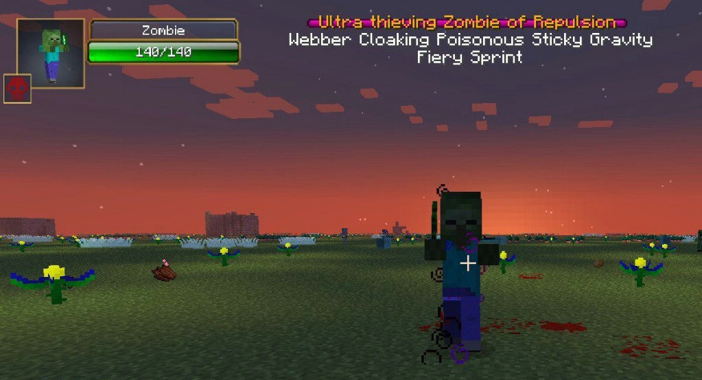 Битва с инфернальным скелетом в Minecraft, моб с огненным мечом и усиленной атакой