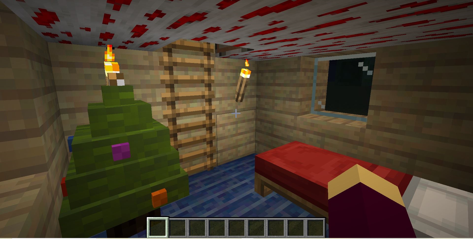 Кухня в деревенском стиле с печью и столами в Minecraft