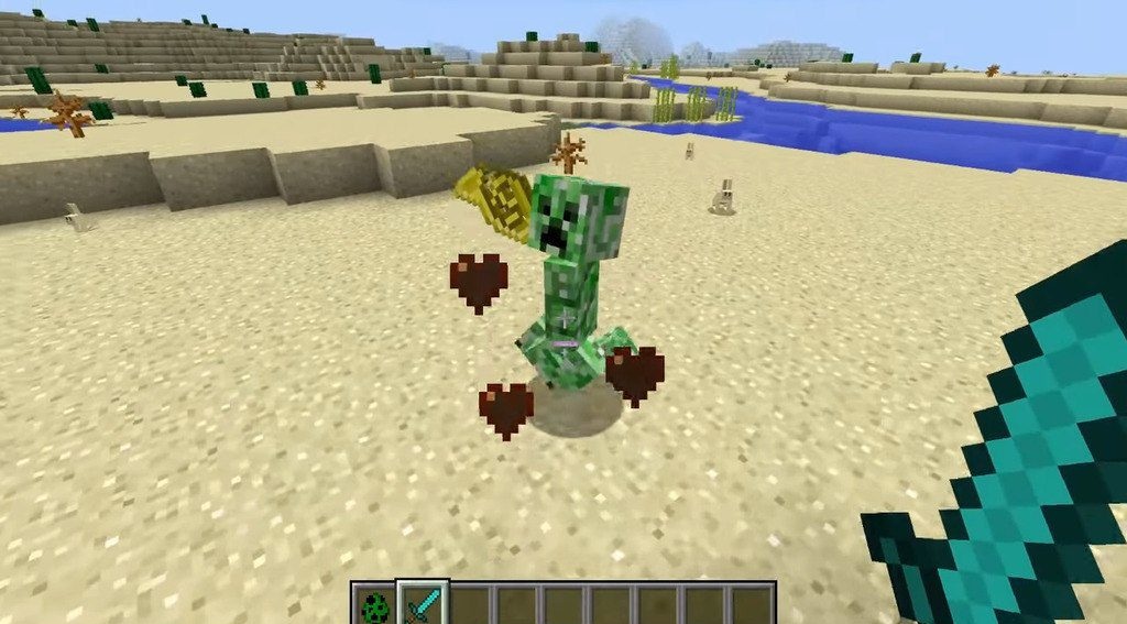 Скриншот Minecraft с мобами, играющими на разных инструментах