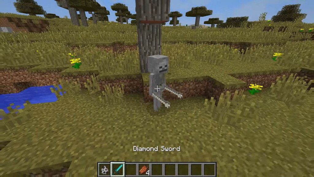 Битва с музыкальным мобом в Minecraft, скриншот из мода Instrumental Mobs