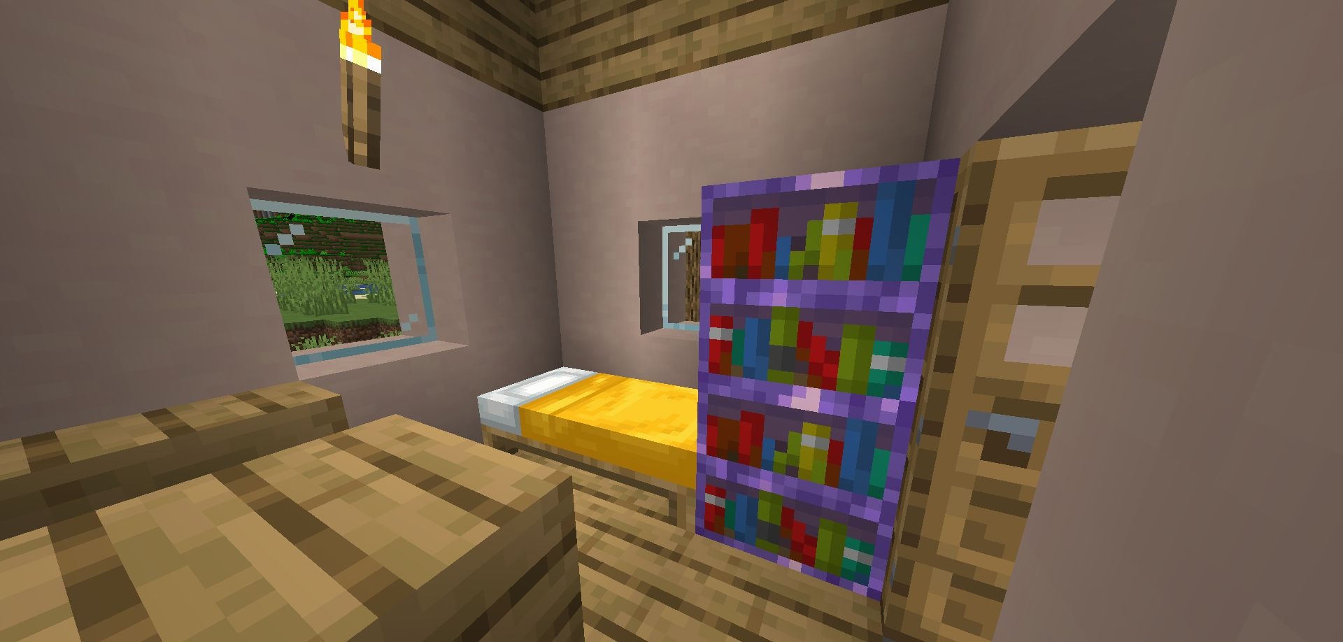 Крафт железных книжных полок в Minecraft с использованием книг и железных слитков