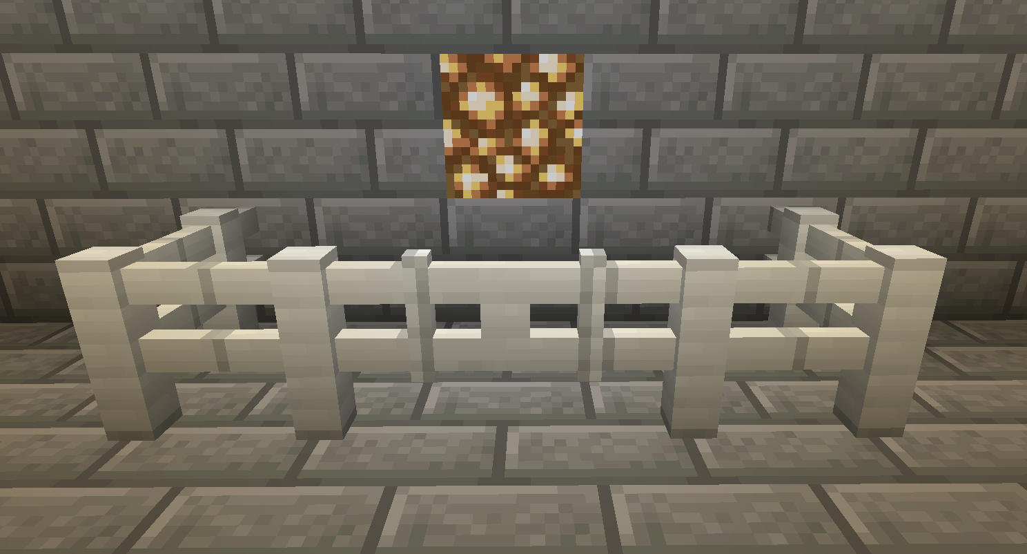 Металлический забор в Minecraft, добавленный модом Iron Fences