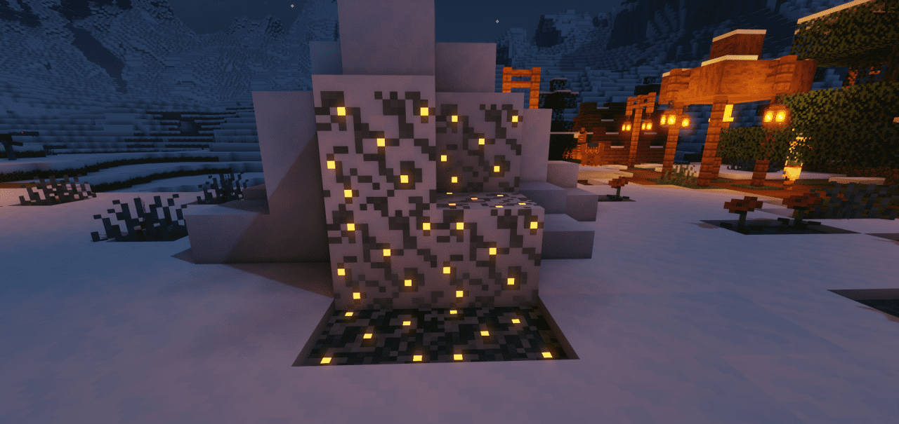 Декоративное использование светящихся лишайников в интерьере Minecraft