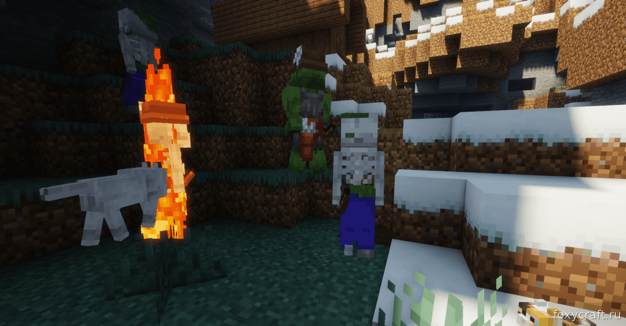 Сравнение стандартных и модифицированных скелетов в Minecraft