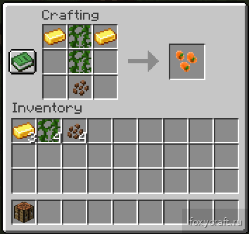 Крафт волшебных бобов в Minecraft с использованием золота и какао