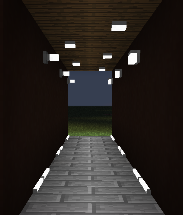 Горный пейзаж в Minecraft с водопадом и зелеными долинами