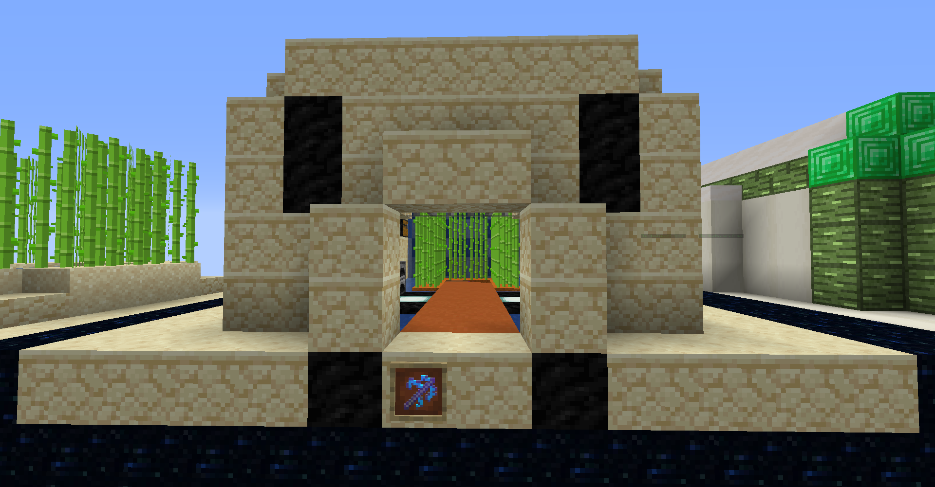 Пример сервера Minecraft с множеством игроков и постройками
