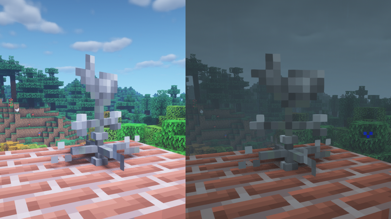 Готовый дом с использованием мода Supplementaries в Minecraft