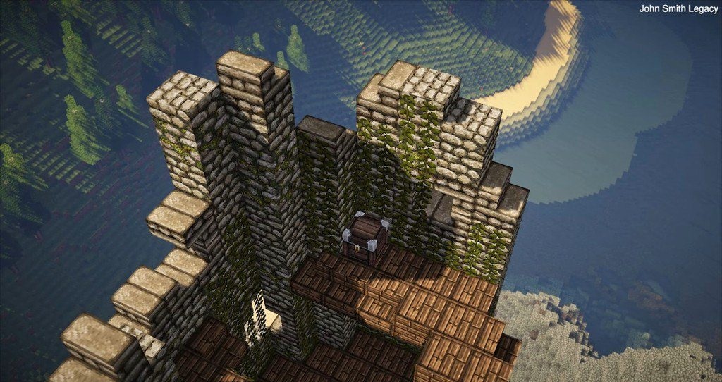 Скриншот Minecraft с John Smith Legacy - улучшенные текстуры блоков, деревьев и ландшафта