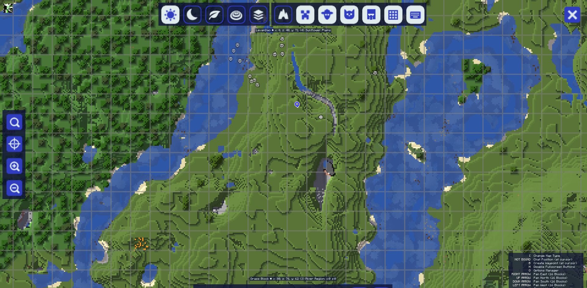 Готовые маршруты и точки интереса на карте в Minecraft с модом JourneyMap