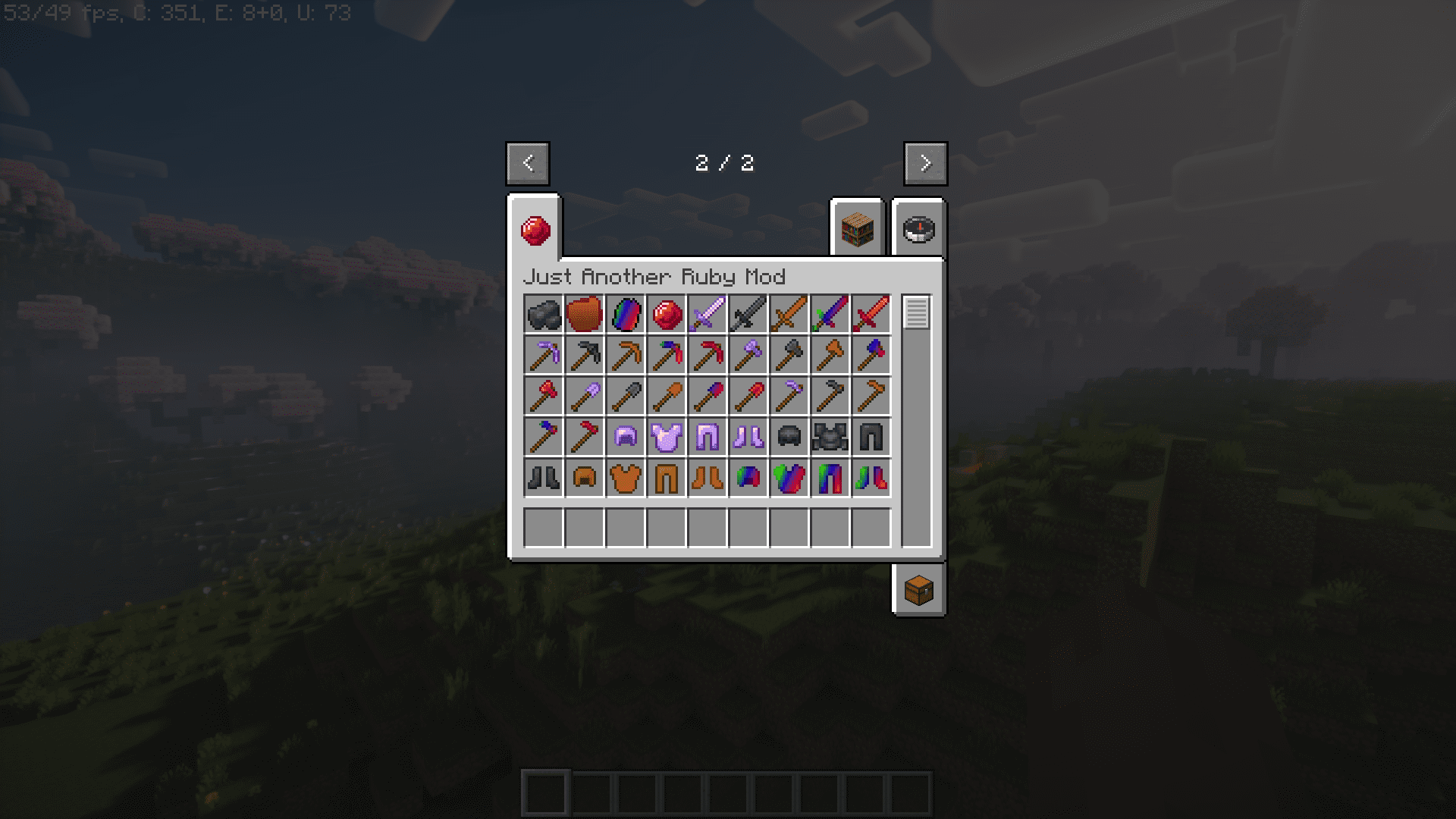 Добыча руд Just Another Ruby Mod в пещерах и шахтах Minecraft