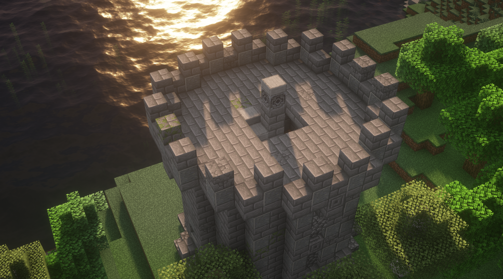 Готовый средневековый замок из мода в Minecraft