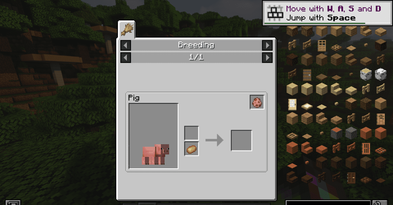 Пример использования Just Enough Breeding для разведения кур в Minecraft