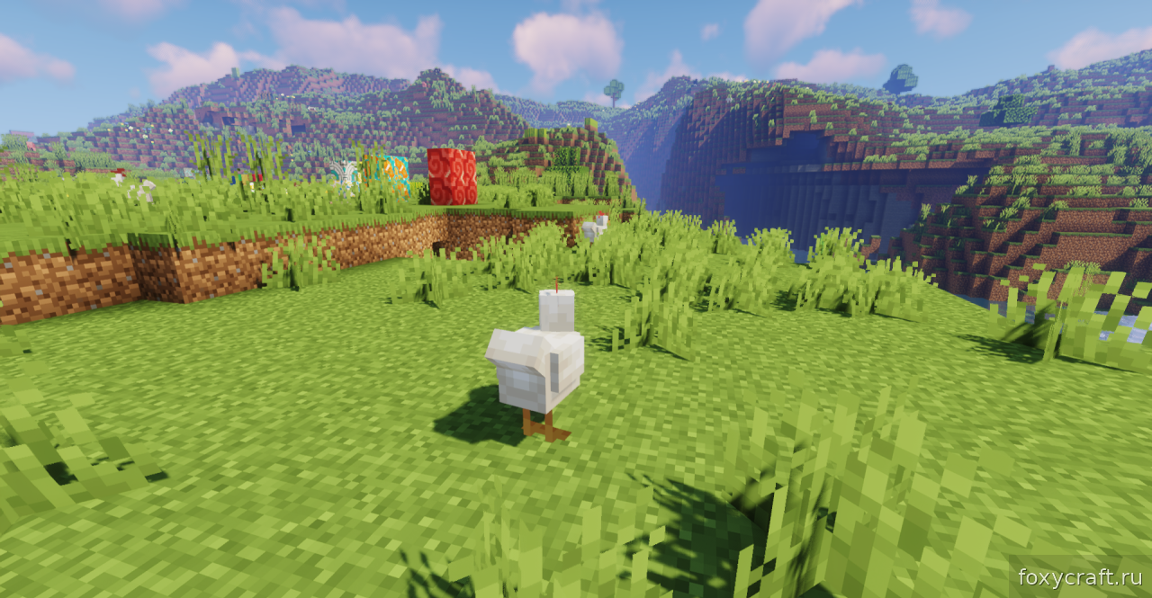 Улучшенные курицы в разных биомах Minecraft с текстур-паком Just Normal Chickens