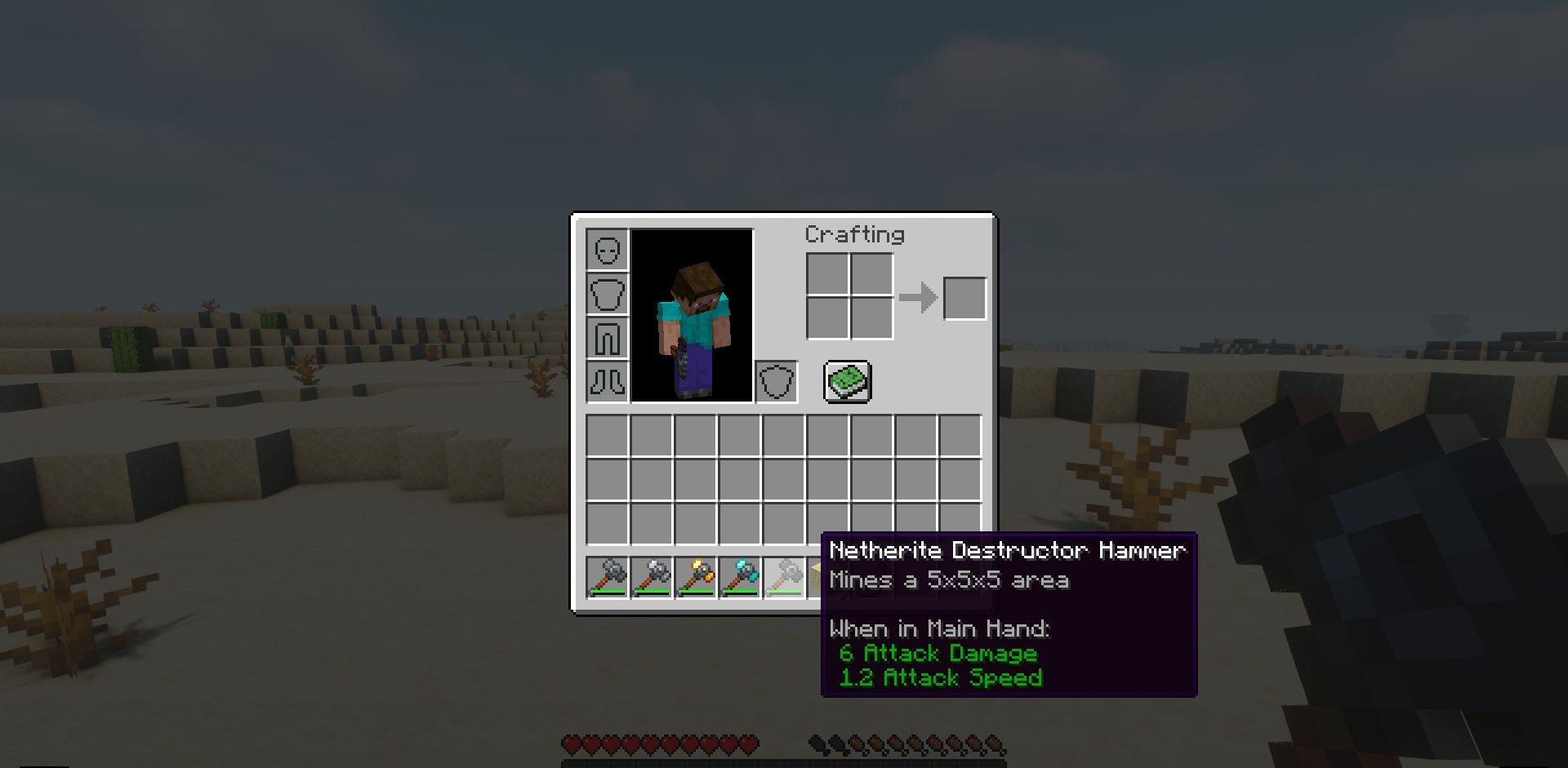Интерфейс крафта молотов в моде Just Hammers для Minecraft