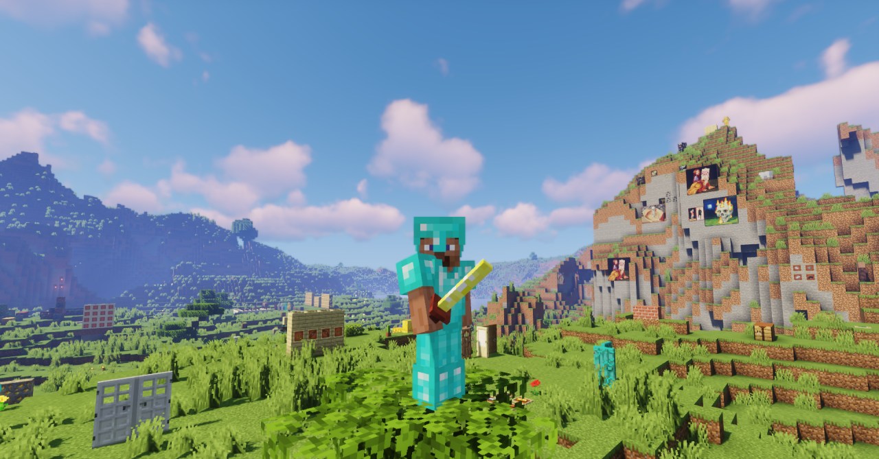 Сравнение текстур мечей и катаны в инвентаре Minecraft