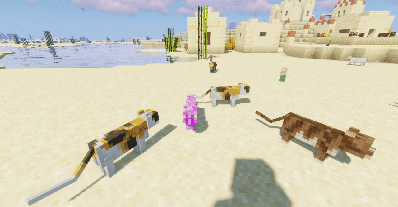 Кошка из Kawaii World Cats в деревне Minecraft