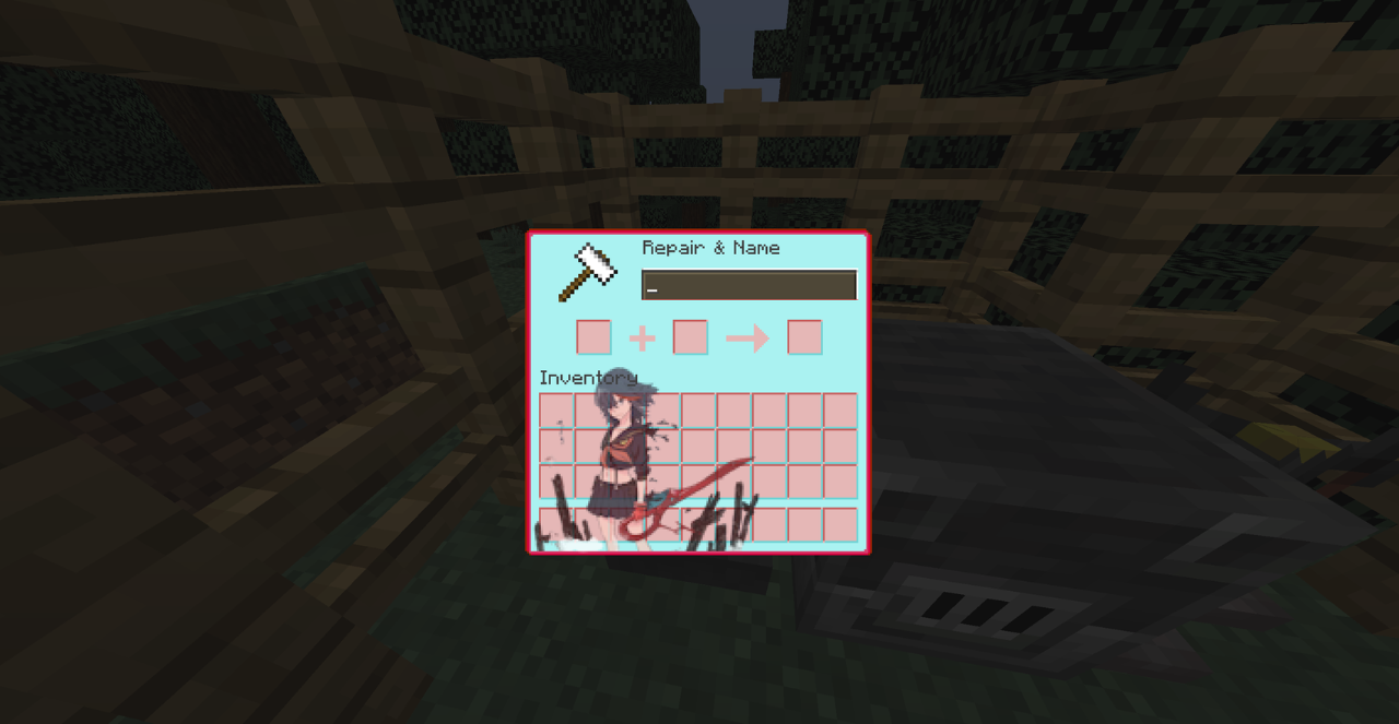 Пример экрана зачарования в Minecraft с Kill la Kill Custom GUI