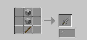 Рецепт создания андезитового меча в Minecraft из андезита и палок