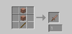 Рецепт крафта гранитного меча в Minecraft из гранита и палок