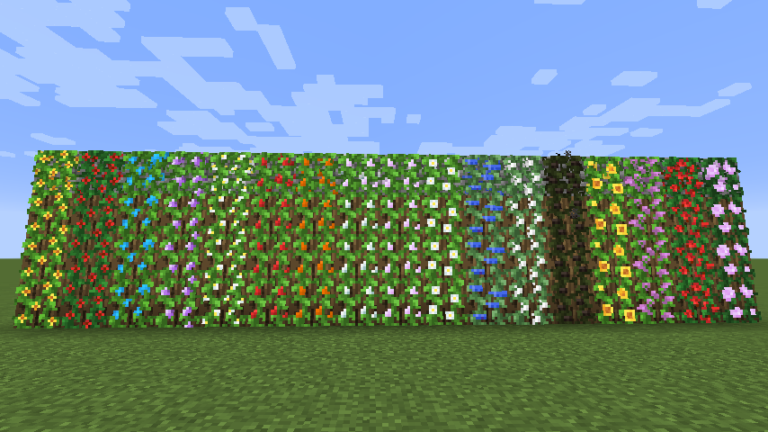Разнообразие растений из мода Floral Enchantment в Minecraft