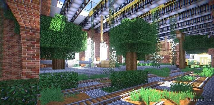 Красивый закат в Minecraft с шейдерами KUDA и динамическими тенями