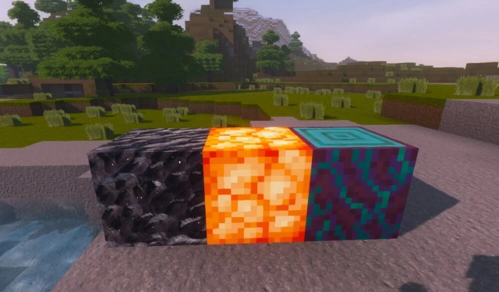 Горный биом в Minecraft с шейдерами KUDA и реалистичными текстурами