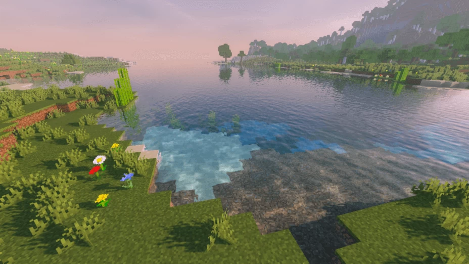 Сравнение стандартной графики Minecraft и улучшенной версии с шейдерами KUDA