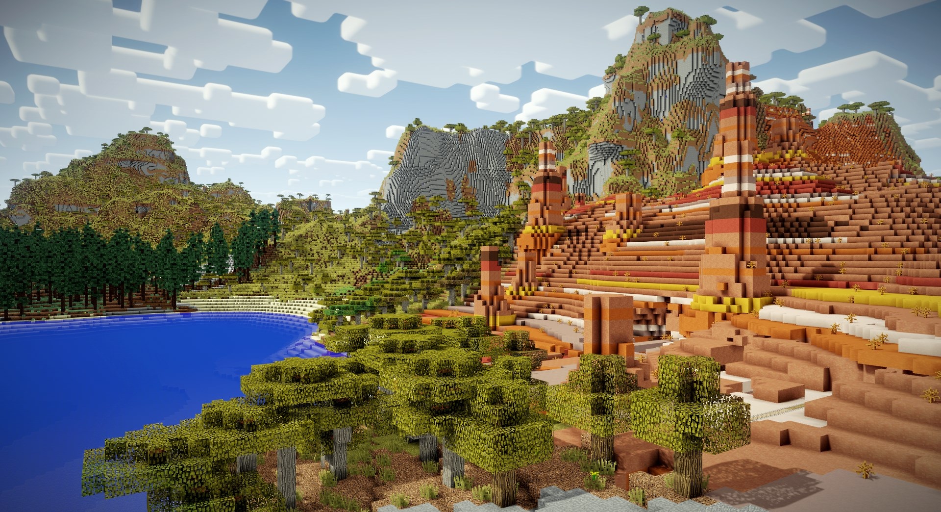 Разнообразие биомов в Minecraft: лес, пустыня и горы