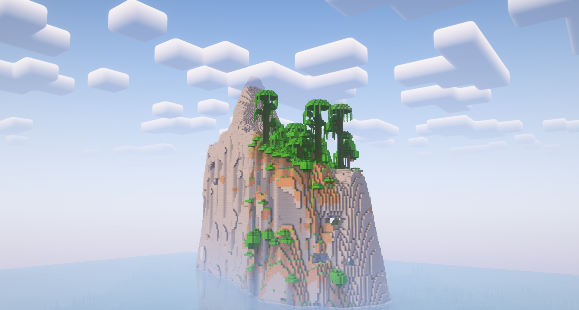 Ночной пейзаж в Minecraft с модом Larion World Generation