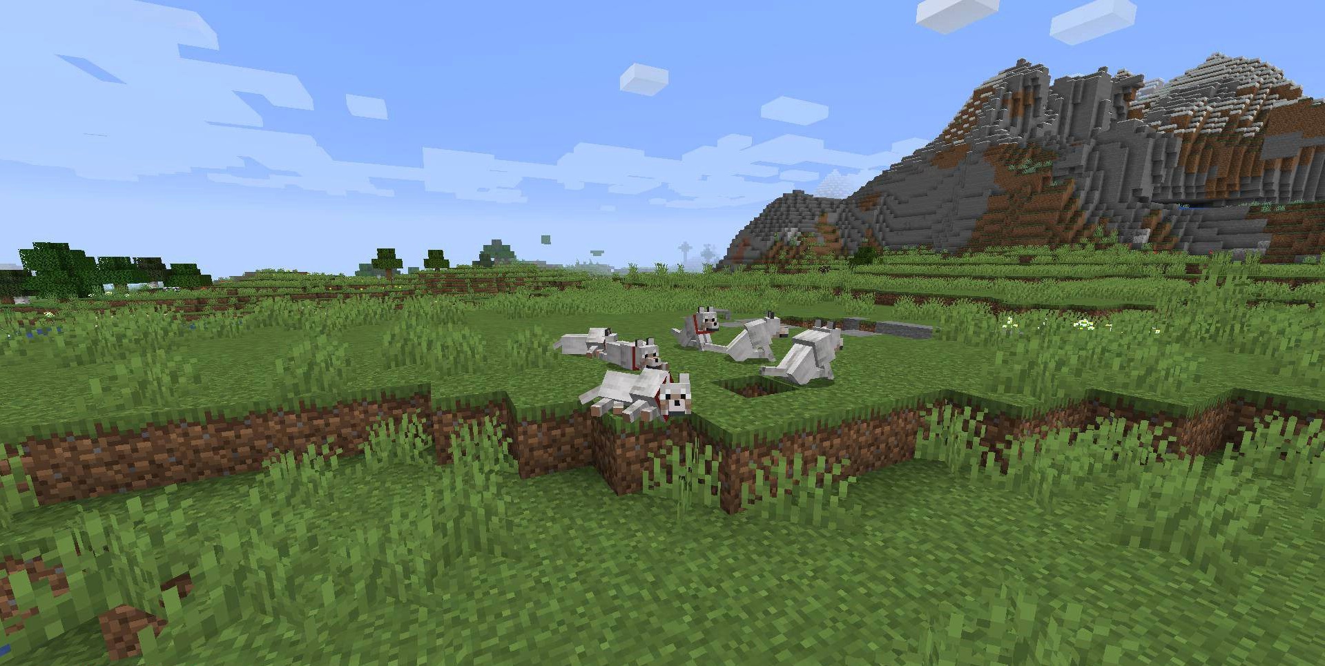Собака в Minecraft лежит и спит благодаря модификации Let Sleeping Dogs Lie