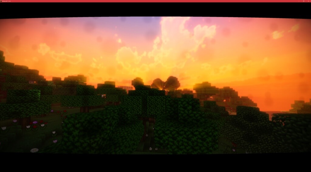 Ночной пейзаж в Minecraft с шейдерами LexShino, динамические тени и свет