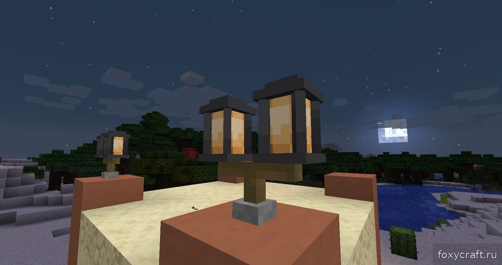 Пример использования подвесных светильников в интерьере Minecraft