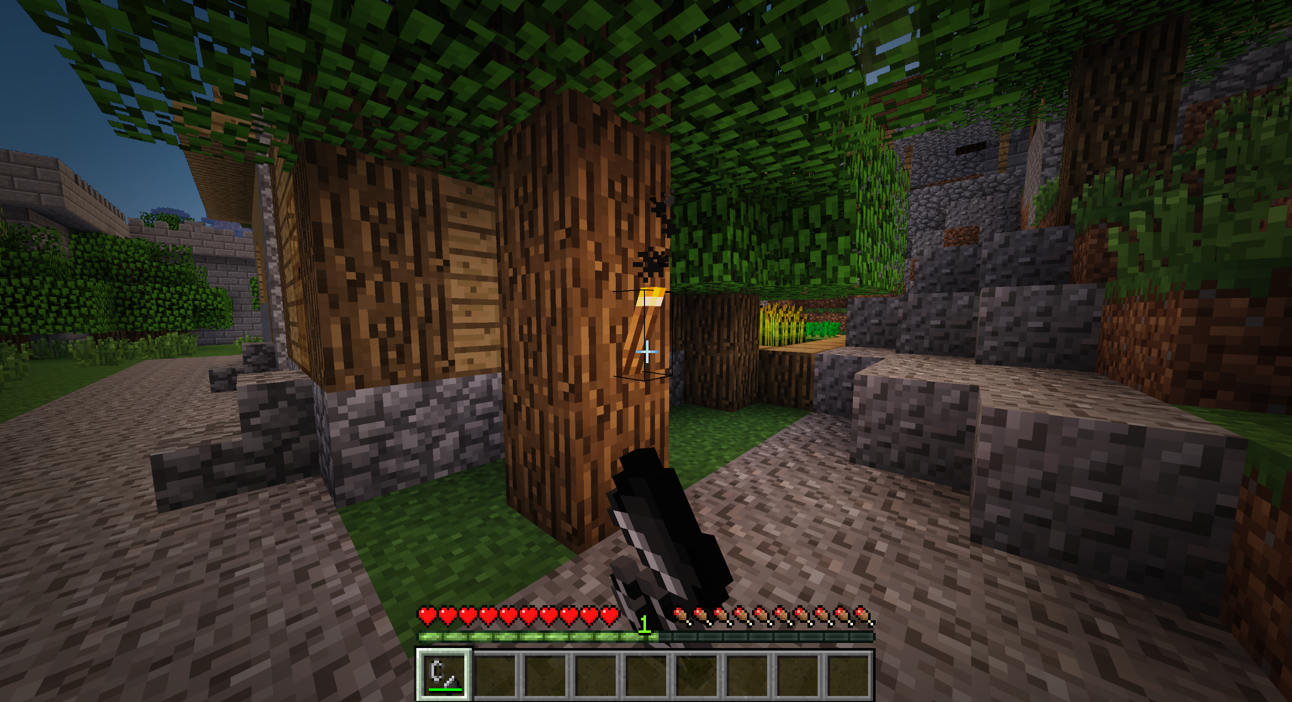 Горящие факелы в подземелье Minecraft