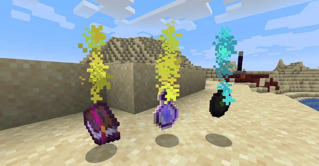 Пример работы Lootbeams: эпические предметы светятся фиолетовым в Minecraft