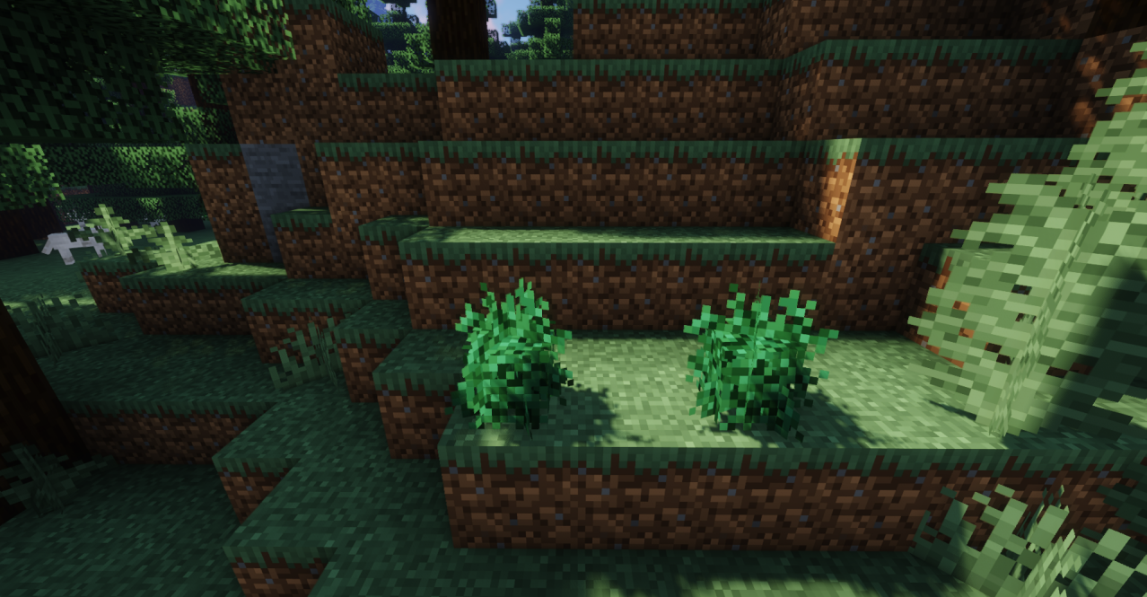 Пример использования Lush Bush в декоре фермы в Minecraft