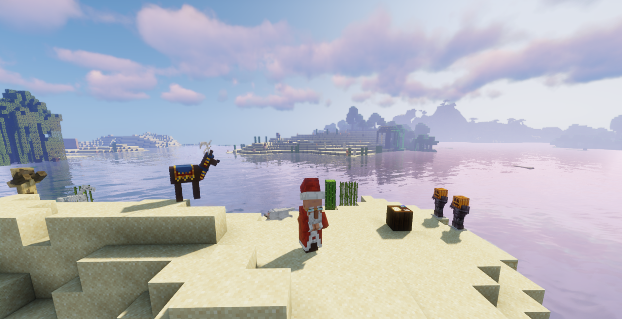 Геймплей Minecraft с новогодним текстур-паком Magex’s Santa Trader