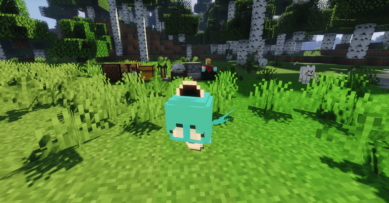Скриншот Minecraft с модом Maid Allay & Vex Girl, показывающий нового моба