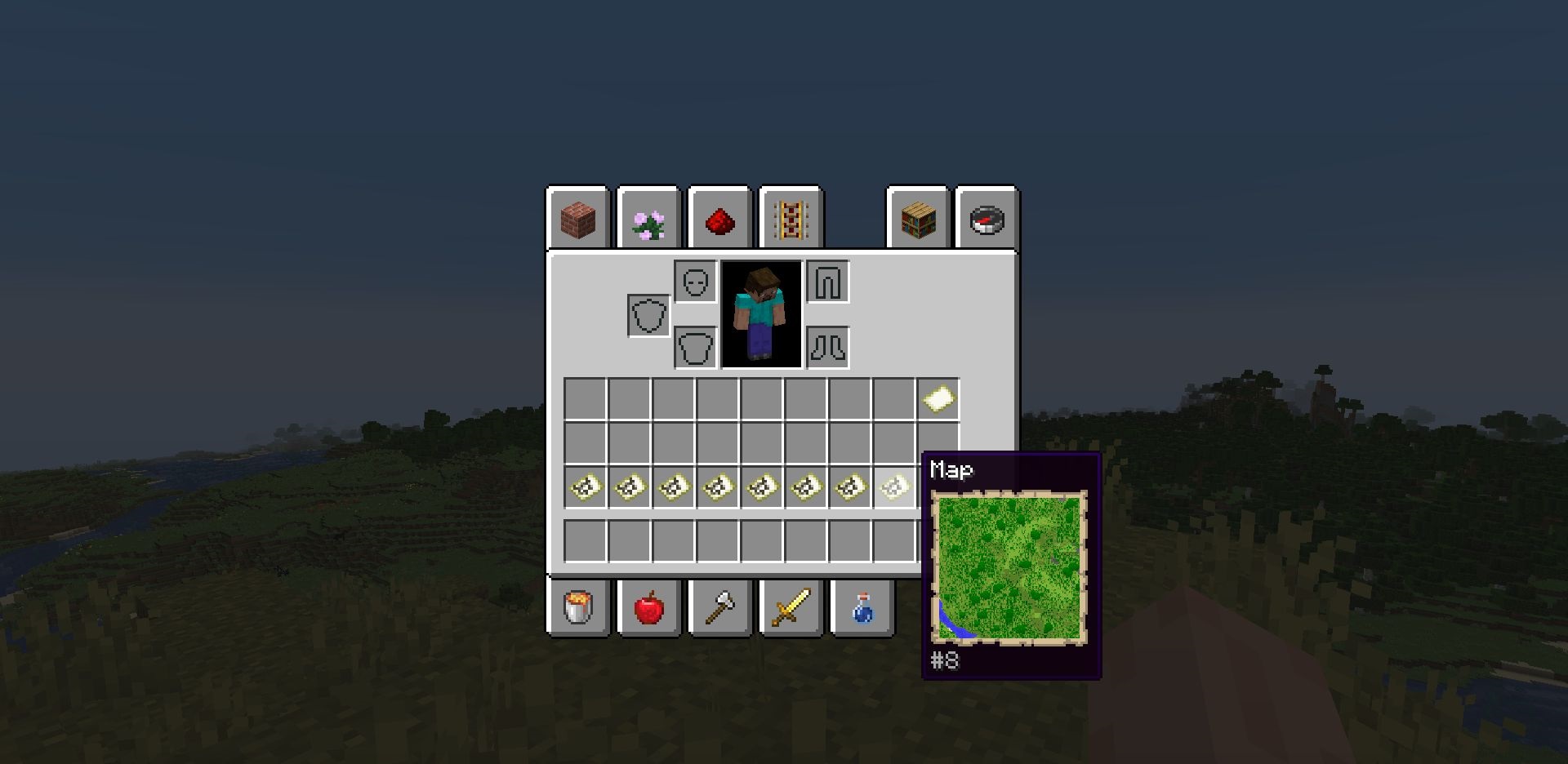 Пример работы мода Map Tooltip в разных биомах Minecraft