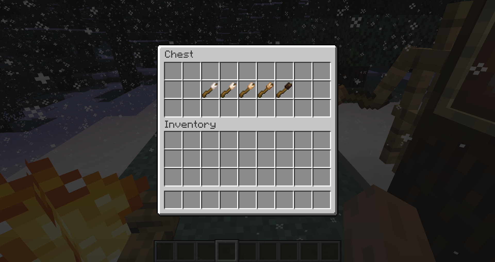 Разноцветные зефирки в инвентаре игрока Minecraft