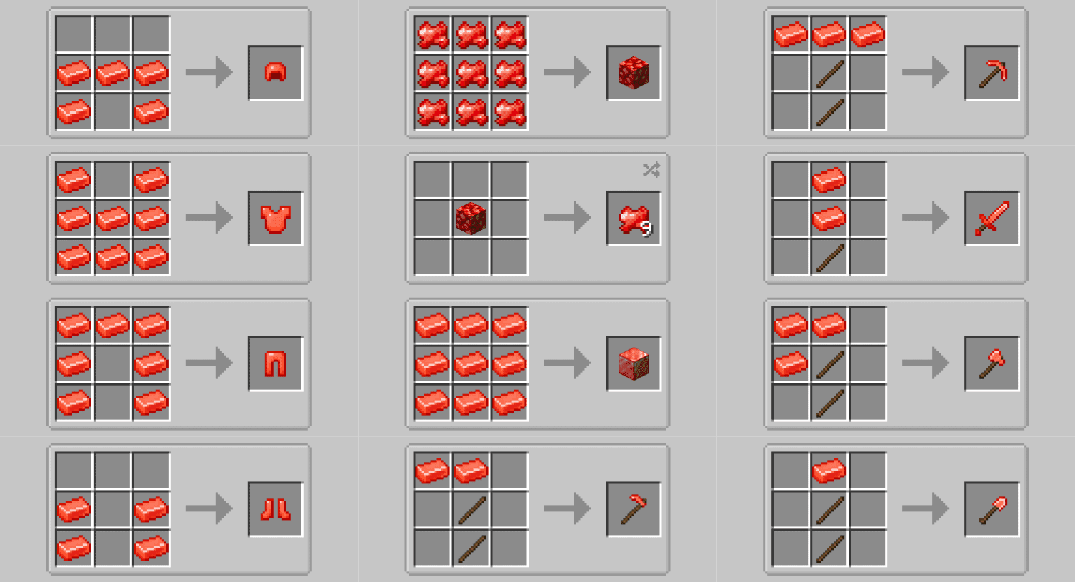 Рецепты крафта оружия и брони из мода Master Weapons в Minecraft