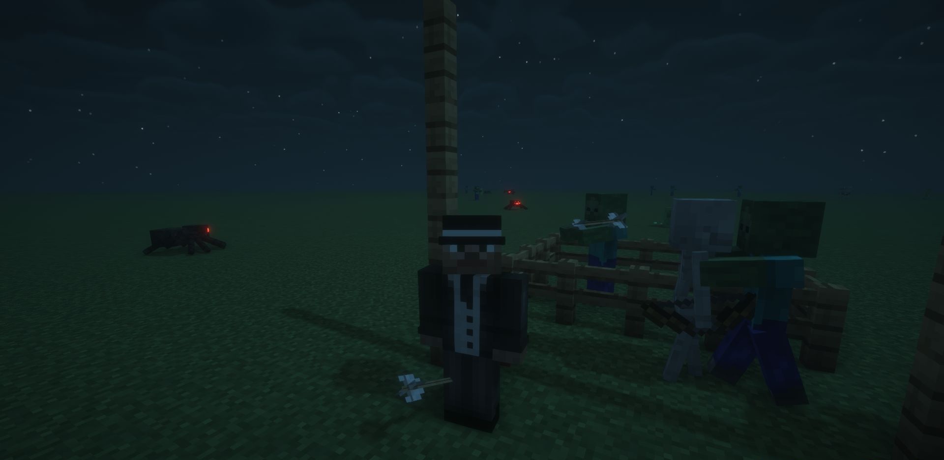 Зомби разрушают деревянные постройки в Minecraft